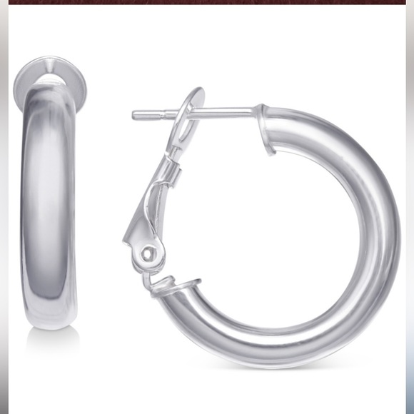 NWT GIANI BERNINI STERLING SILVER TUBE HOOP EARRINGS - Picture 2 of 7